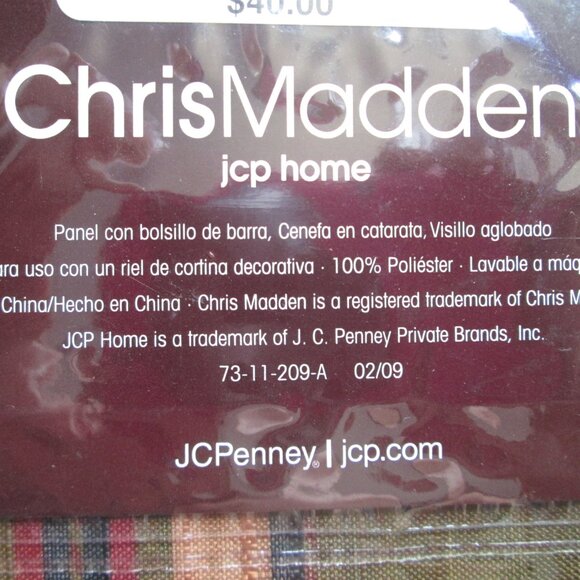 Chris Madden Set of 2 Panels Majestic Red Green Stripe Sheer 50"x84" NIP New - Picture 7 of 9